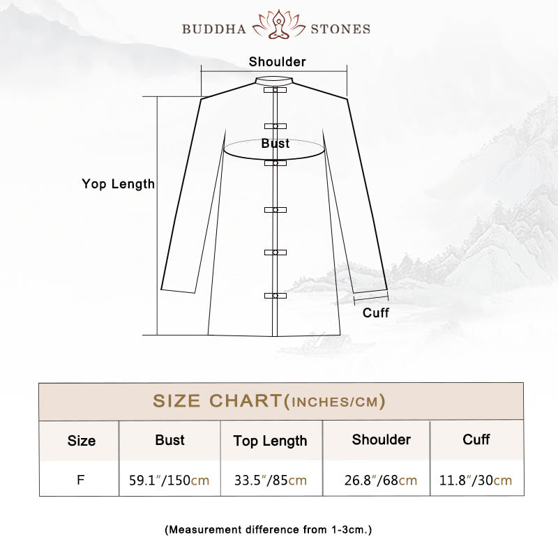 Buddha Stones Plain Frog-Button Design Shirt Zen Tai Chi Meditation Top Clothing Cotton Linen Jacket - image 3
