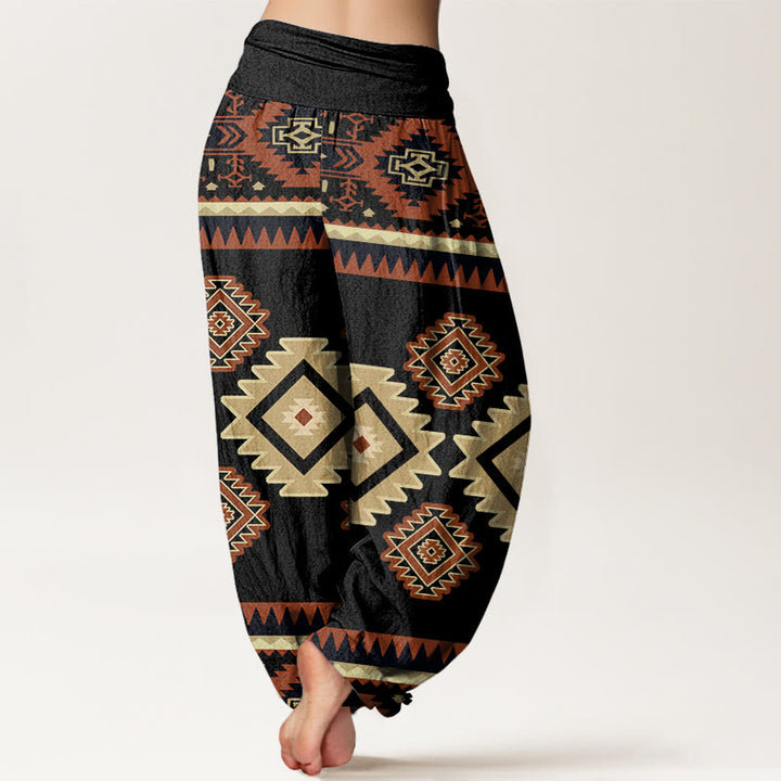 Buddha Stones Cotton Casual Symmetrical Navajo Textile Style Pattern Women's Elastic Waist Harem Pants - image 9