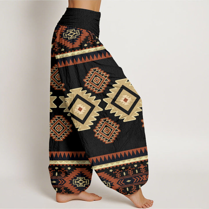 Buddha Stones Cotton Casual Symmetrical Navajo Textile Style Pattern Women's Elastic Waist Harem Pants - image 8