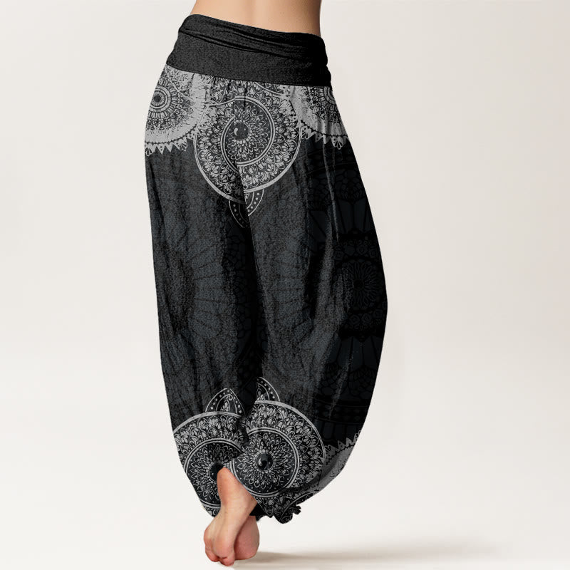 Buddha Stones Cotton Circular Mandala Design Women's Elastic Waist Harem Pants - image 1