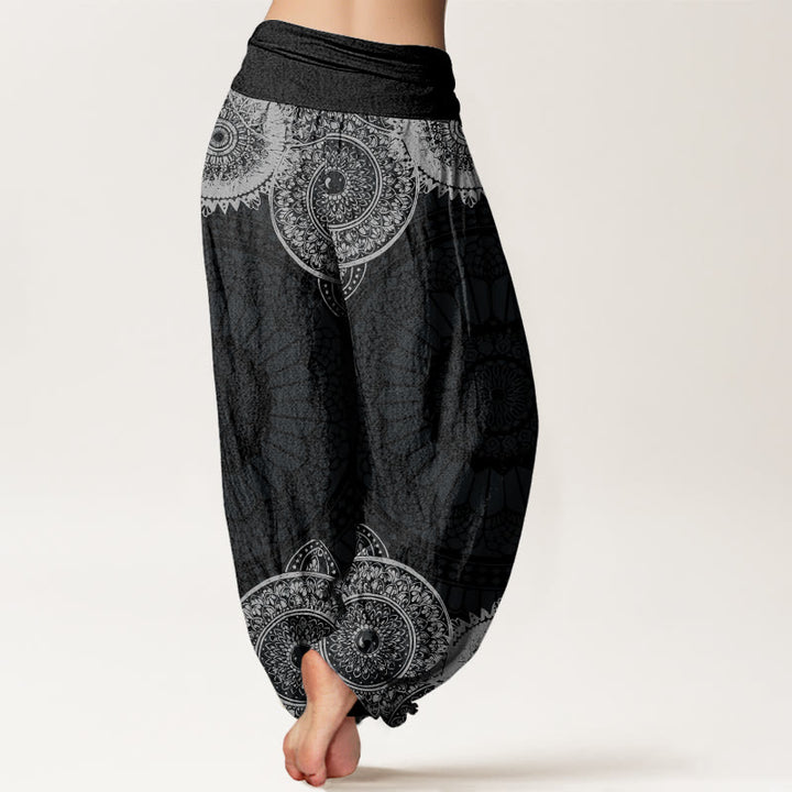 Buddha Stones Cotton Circular Mandala Design Women's Elastic Waist Harem Pants - image 1