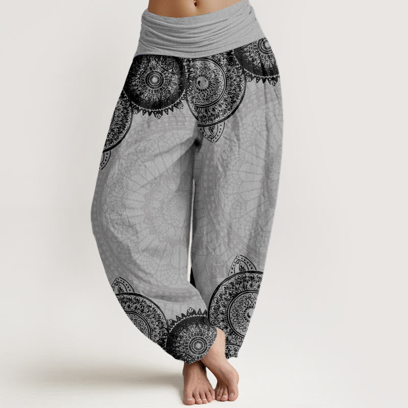 Buddha Stones Cotton Circular Mandala Design Women's Elastic Waist Harem Pants - LightGrey - US22，UK/AU26，EU54 (6XL) - image 7
