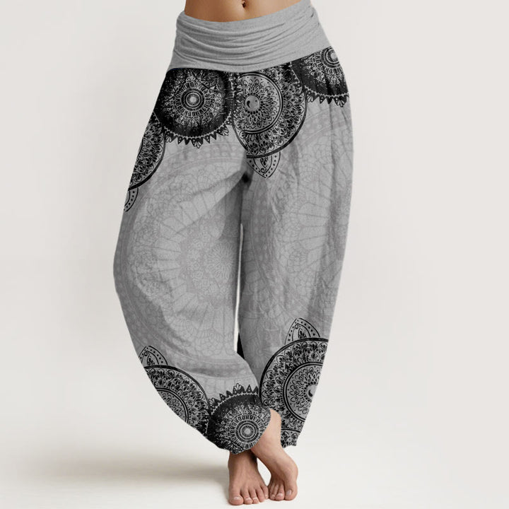 Buddha Stones Cotton Circular Mandala Design Women's Elastic Waist Harem Pants - LightGrey - US22，UK/AU26，EU54 (6XL) - image 7