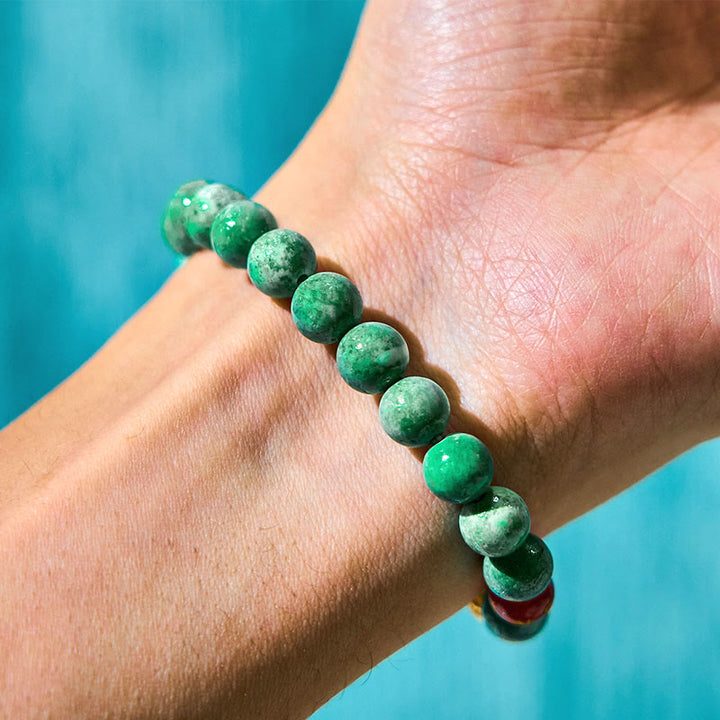Buddha Stones Natural Jade Om Mani Padme Hum Cyclone Charm Prosperity Bracelet - image 5