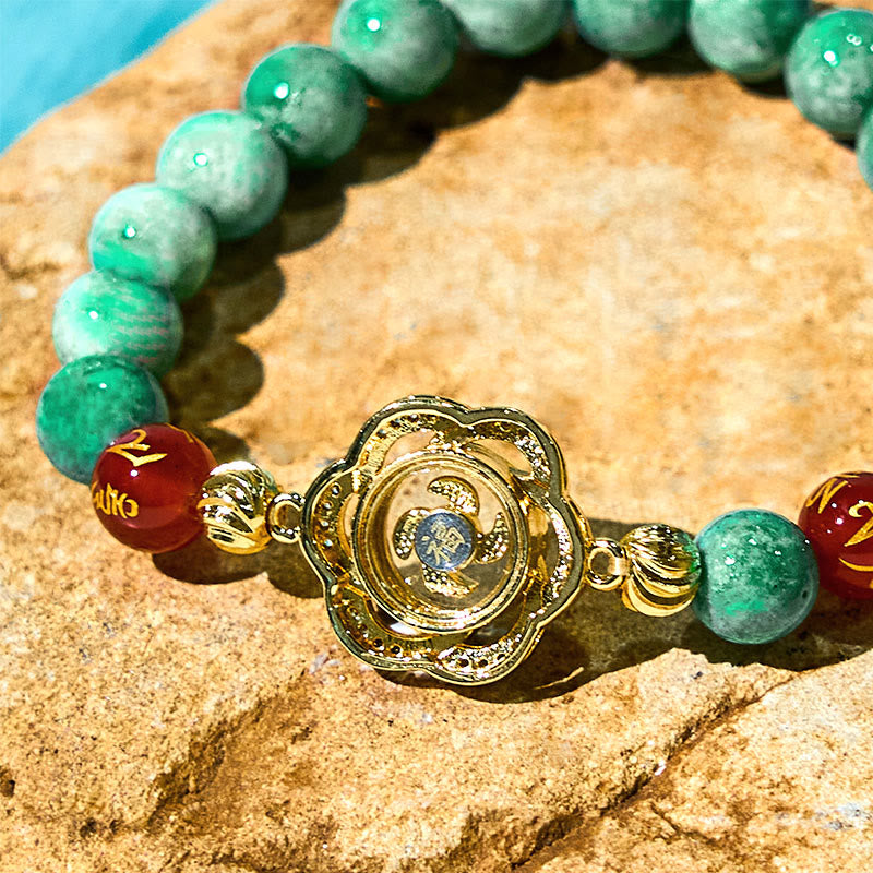 Buddha Stones Natural Jade Om Mani Padme Hum Cyclone Charm Prosperity Bracelet - image 7
