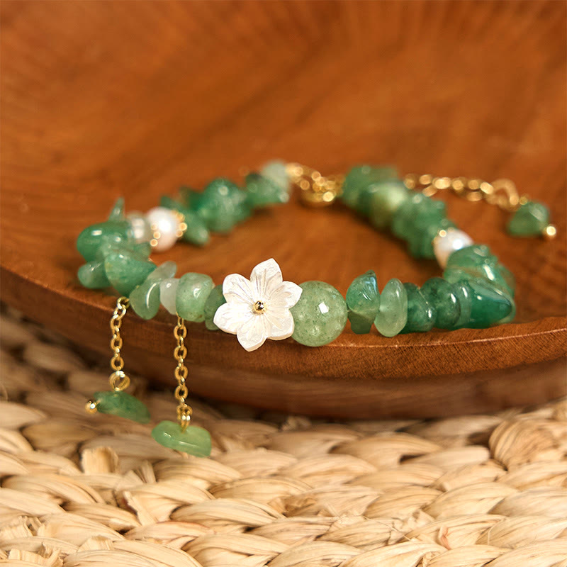 Buddha Stones Natural Strawberry Quartz Green Strawberry Quartz Super Seven Crystal Flower Healing Bracelet - image 1