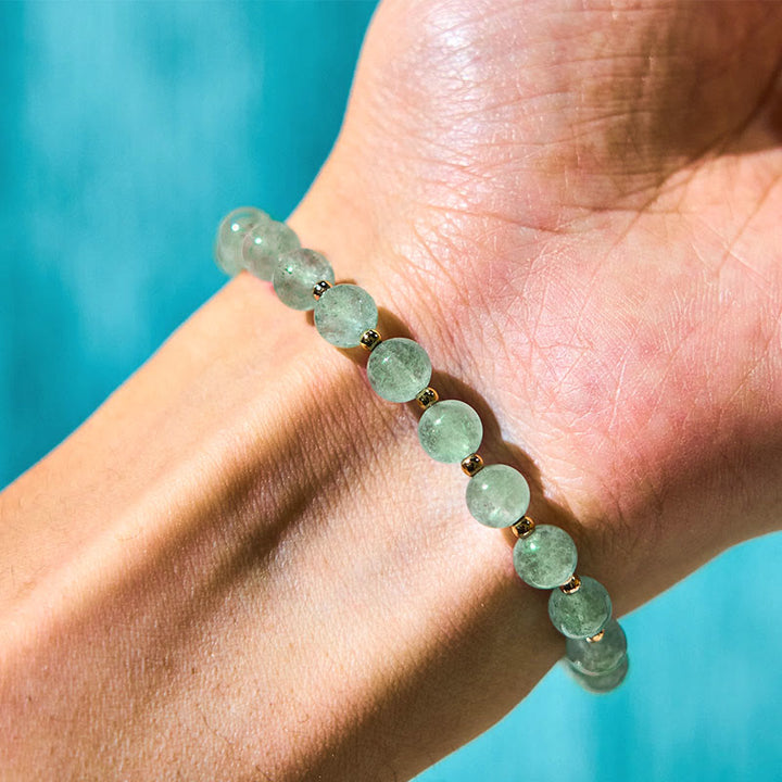 Buddha Stones Natural Strawberry Quartz Green Strawberry Quartz Butterfly Charm Love Bracelet - image 13