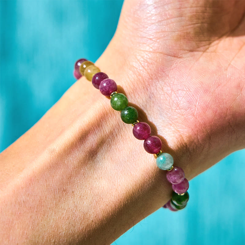 Buddha Stones Colorful Tourmaline Lucky Cat Positive Bracelet - image 5