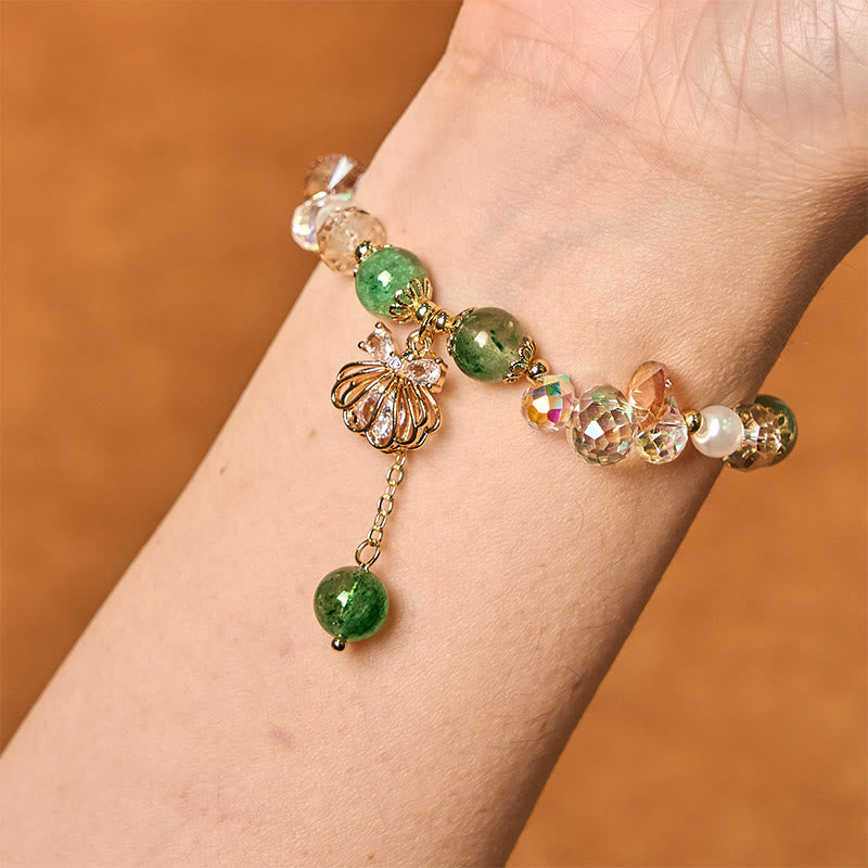 Buddha Stones Natural Strawberry Quartz Pearl Shell Positive Bracelet - image 14