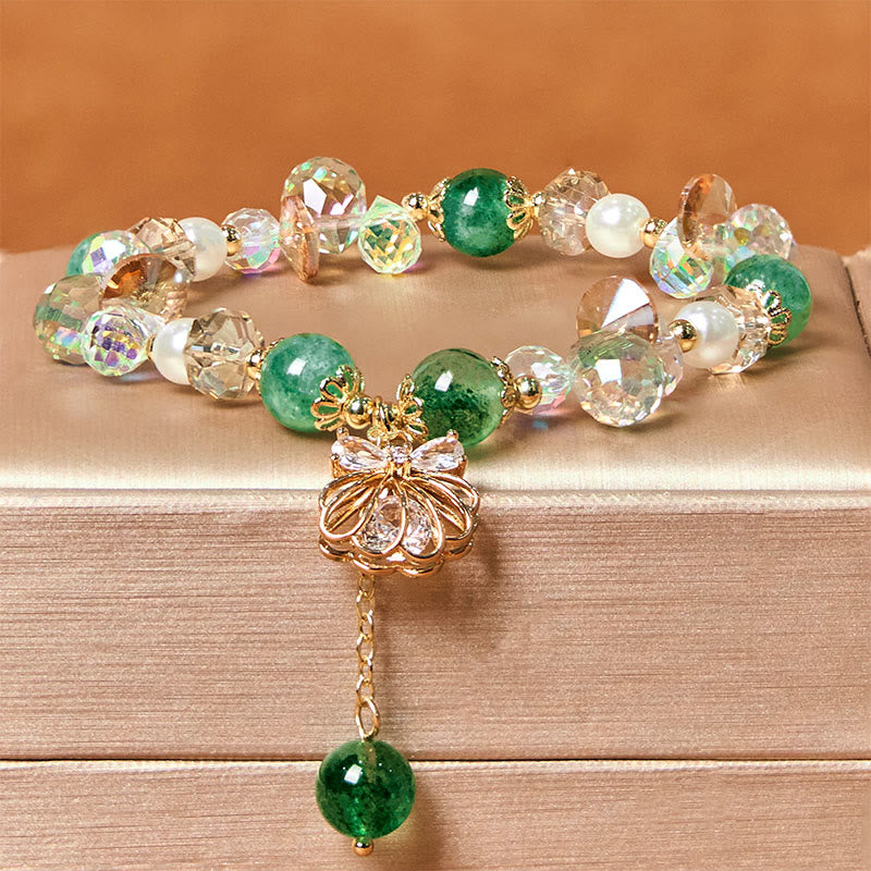 Buddha Stones Natural Strawberry Quartz Pearl Shell Positive Bracelet - Green Strawberry Quartz(Wrist Circumference: 14-18cm) - image 11