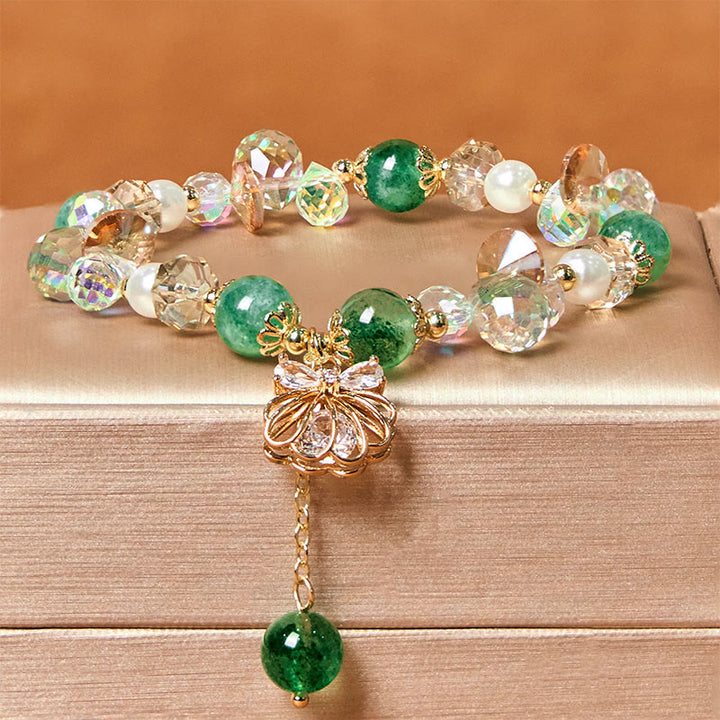 Buddha Stones Natural Strawberry Quartz Pearl Shell Positive Bracelet - Green Strawberry Quartz(Wrist Circumference: 14-18cm) - image 11