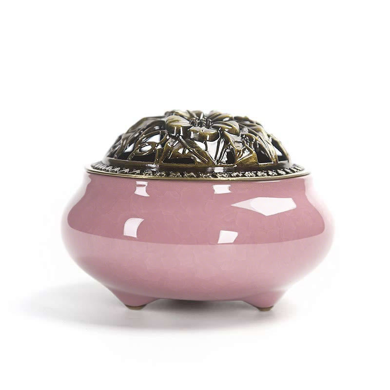 Buddha Stones Colorful Ceramic Incense Burner - Pink - image 9