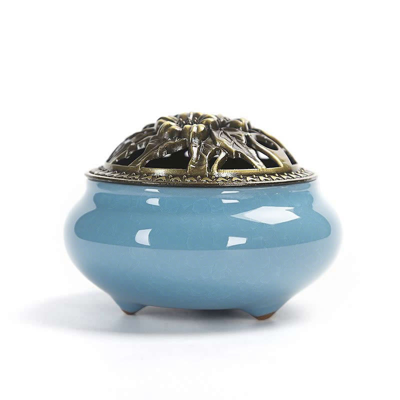 Buddha Stones Colorful Ceramic Incense Burner - Skyblue - image 0