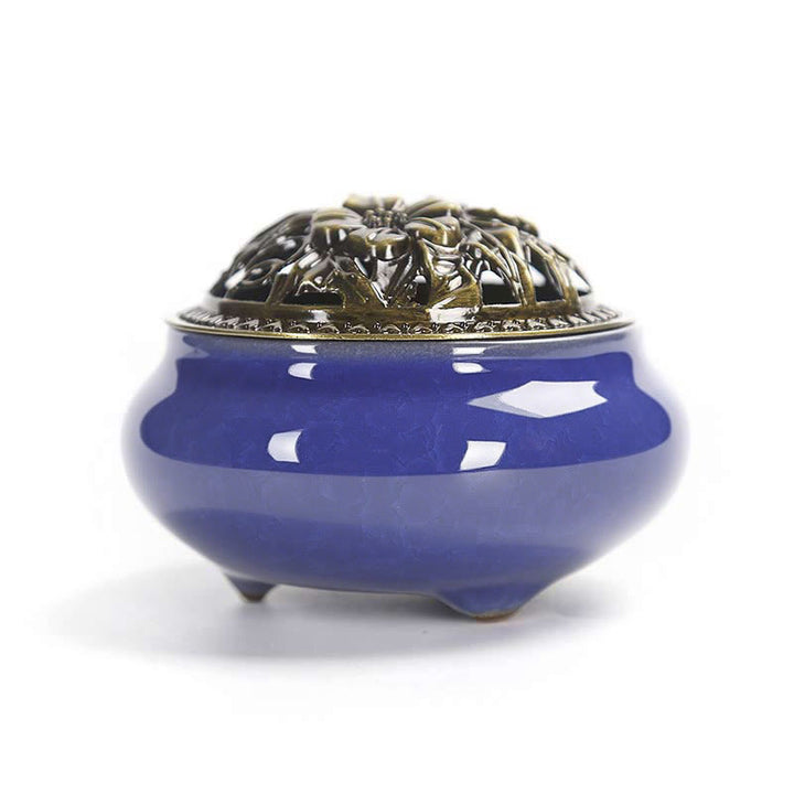 Buddha Stones Colorful Ceramic Incense Burner - Royal blue - image 11