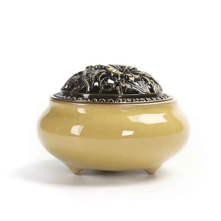 Buddha Stones Colorful Ceramic Incense Burner - Yellow - image 10
