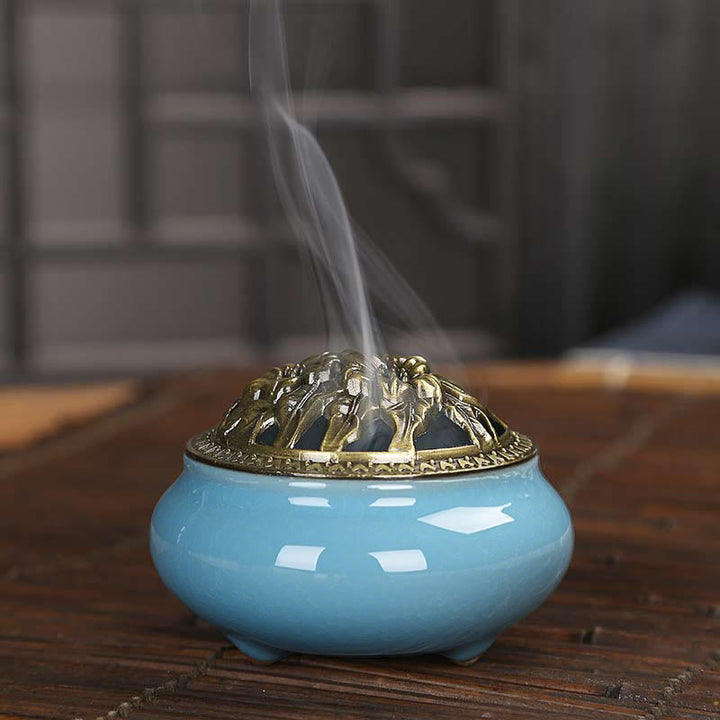Buddha Stones Colorful Ceramic Incense Burner - image 1