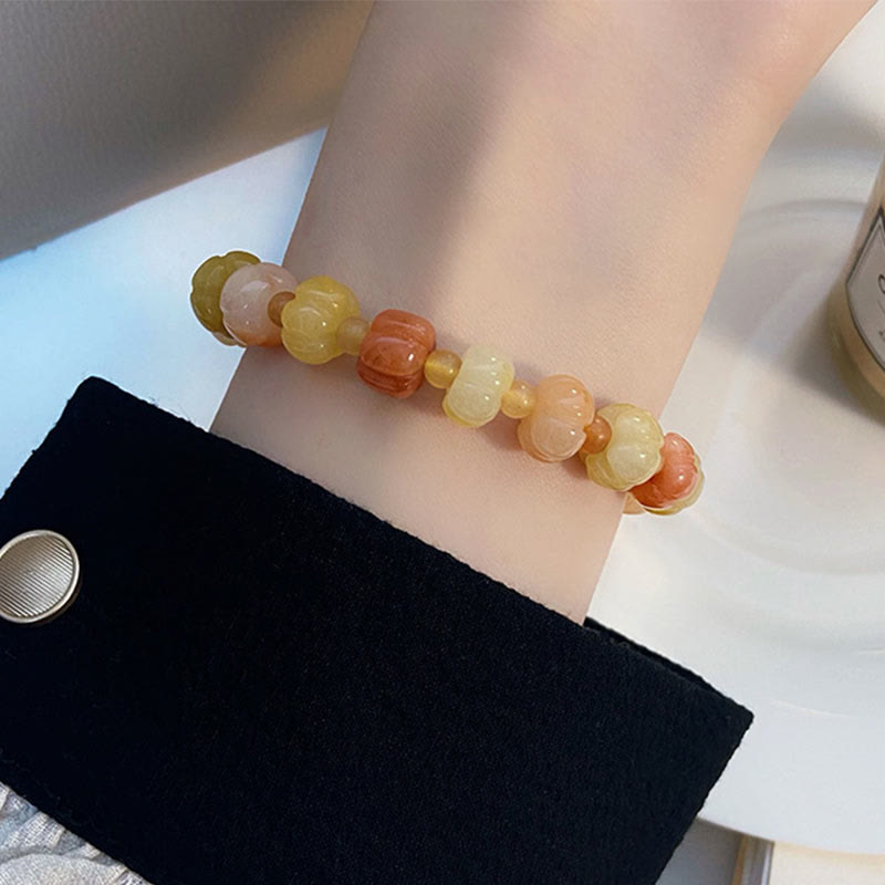 Buddha Stones Golden Silk Jade Pumpkin Beads Wealth Luck Bracelet - image 7