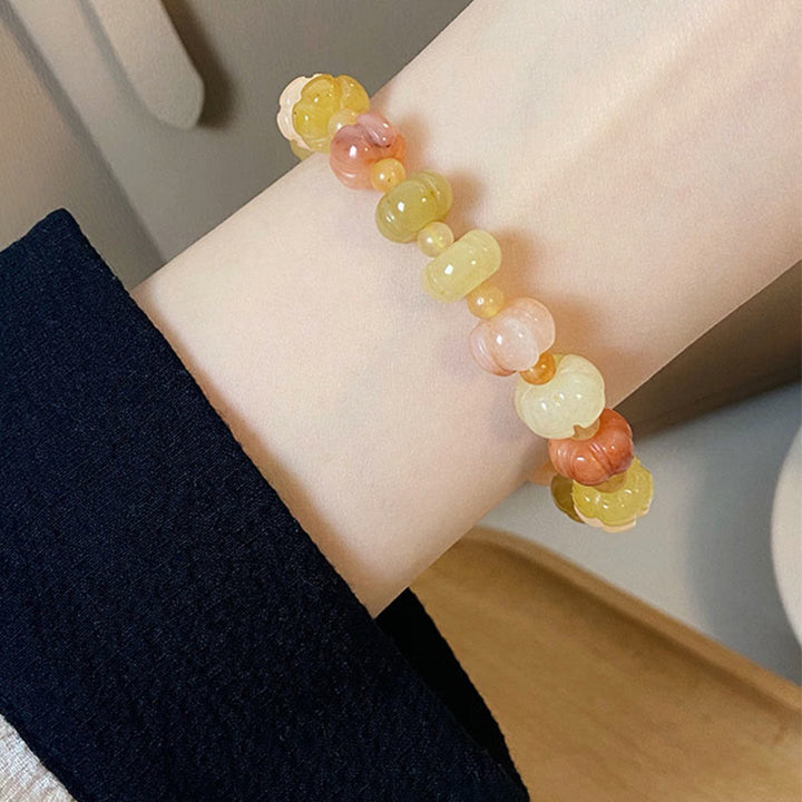 Buddha Stones Golden Silk Jade Pumpkin Beads Wealth Luck Bracelet - image 8