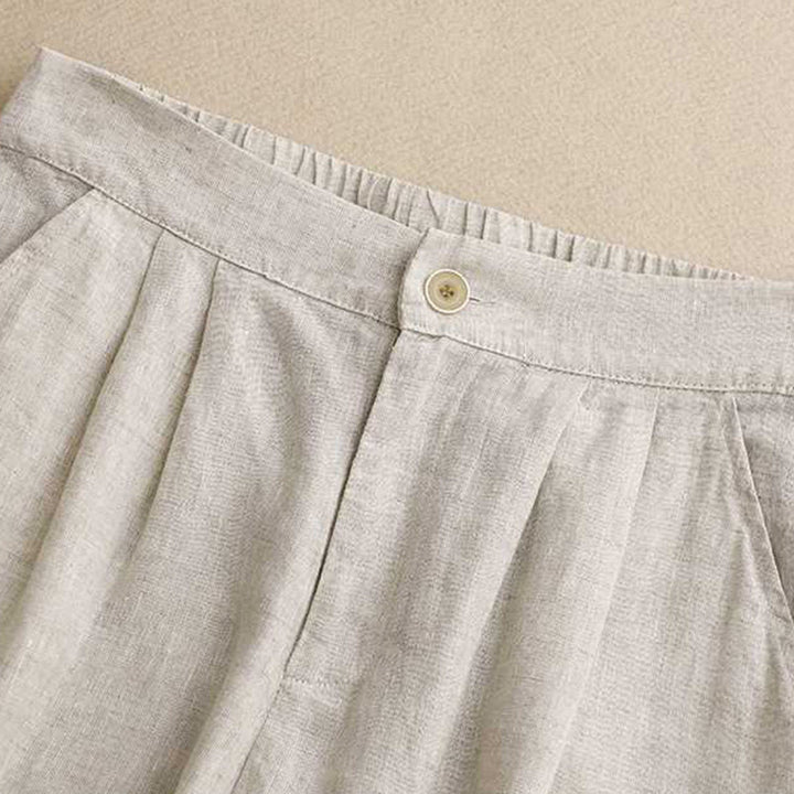Buddha Stones Summer Casual Solid Color Zipper Button Acrylic Fiber Frog Button Women's Shorts With Pockets - image 14