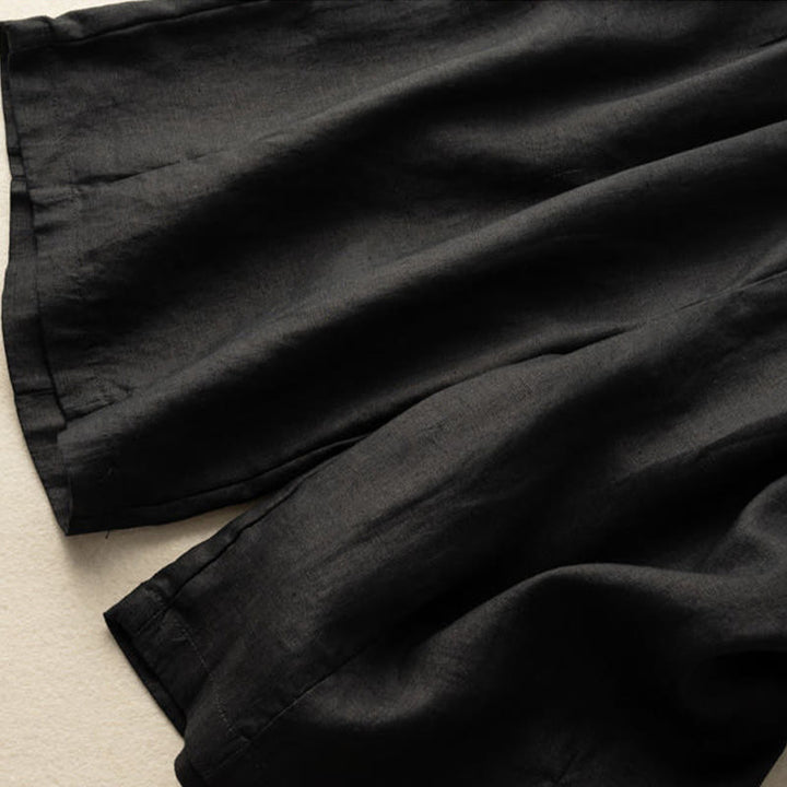 Buddha Stones Summer Casual Plain Zipper Button Cotton Linen Women's Shorts With Pockets - image 15