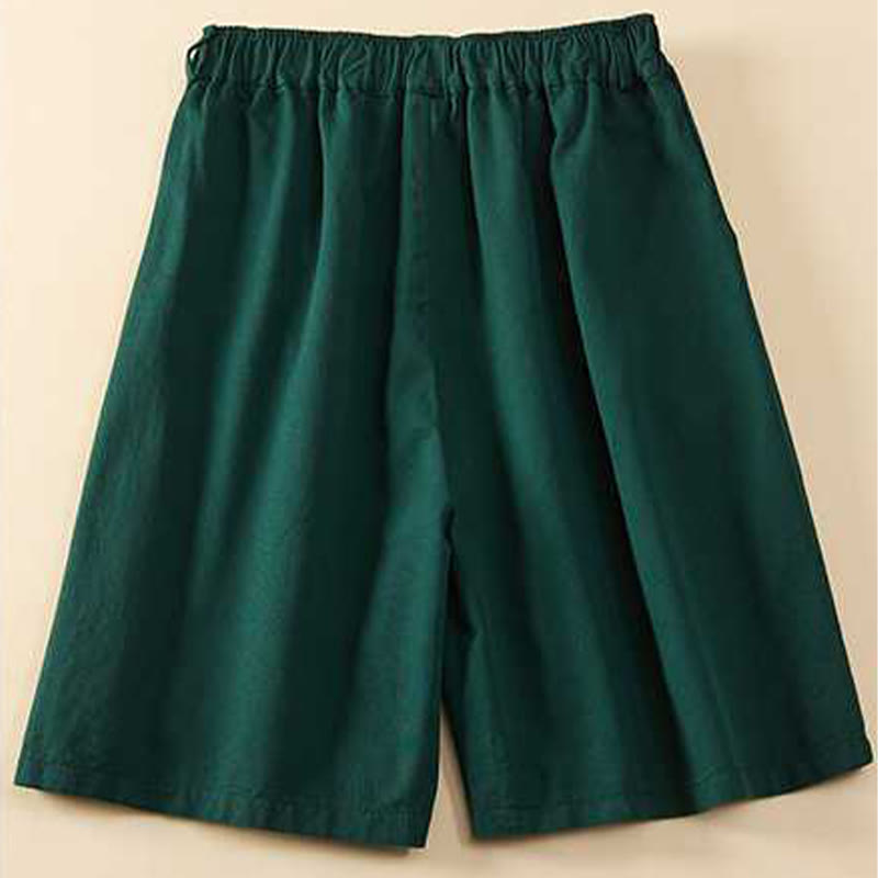 Buddha Stones Summer Casual Loose Plain Cotton Women's Shorts With Pockets - image 8