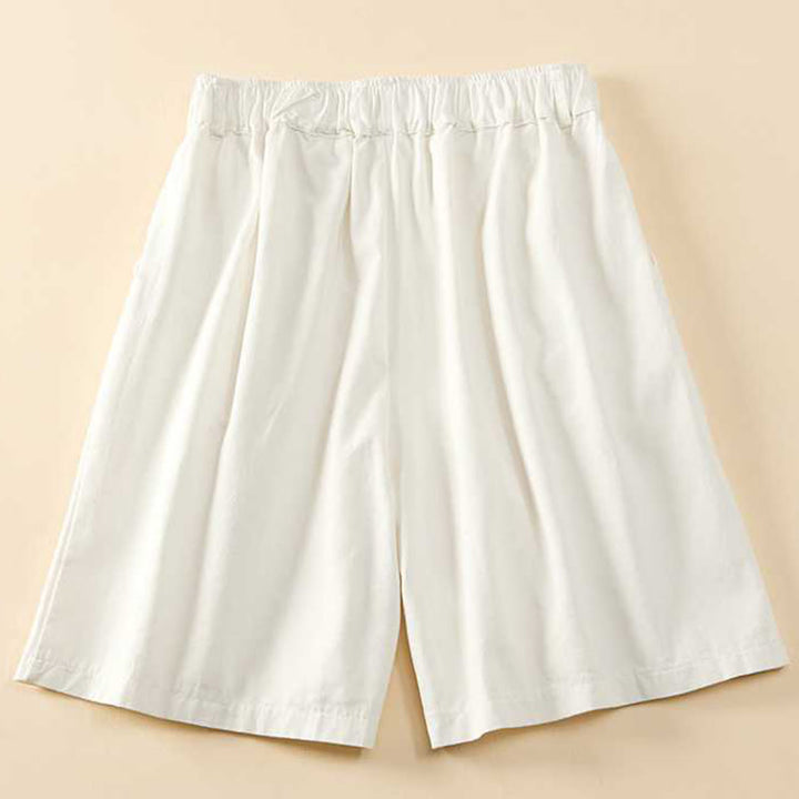 Buddha Stones Summer Casual Loose Plain Cotton Women's Shorts With Pockets - White - US8-10，UK/AU12-14，EU40-42 (2XL) - image 15