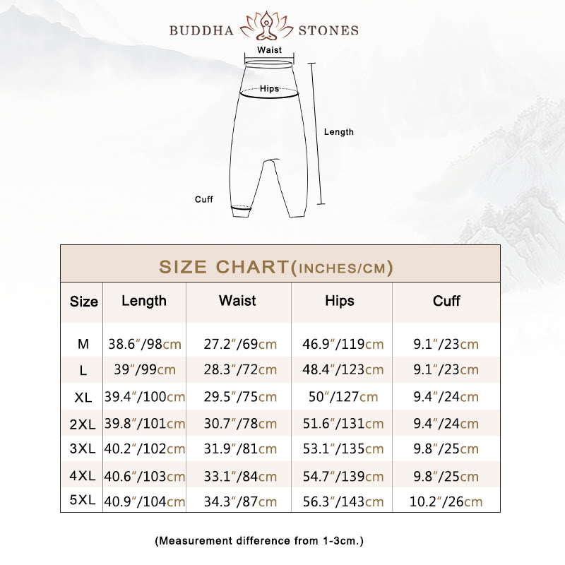 Buddha Stones Leaves Vine Print Cotton Men's Long Cropped Harem Pants With Pockets - image 3