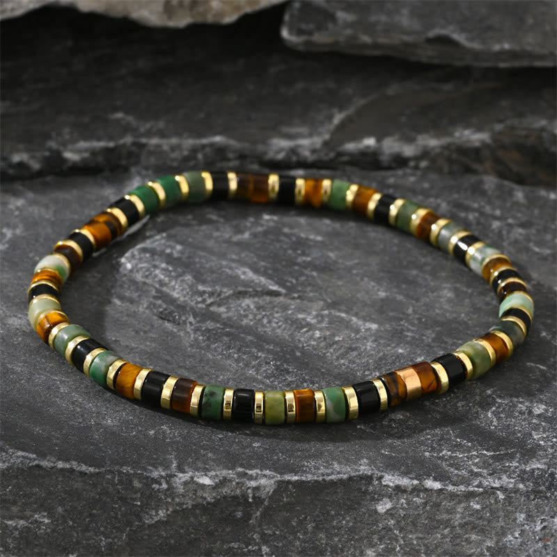 Buddha Stones Natural Hematite Tiger Eye Stones Support Bracelet - Hematite Tiger Eye(Wrist Circumference: 15-17cm) - image 0