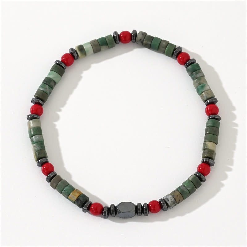 Buddha Stones Natural Green Stone Hematite Red Coral Powerful Bracelet - image 7