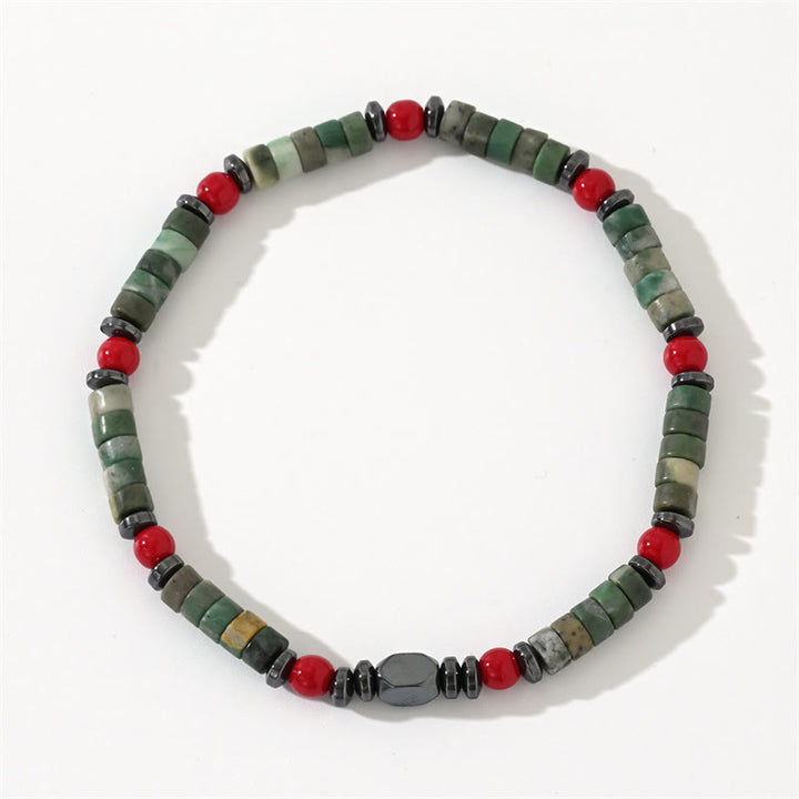 Buddha Stones Natural Green Stone Hematite Red Coral Powerful Bracelet - image 7