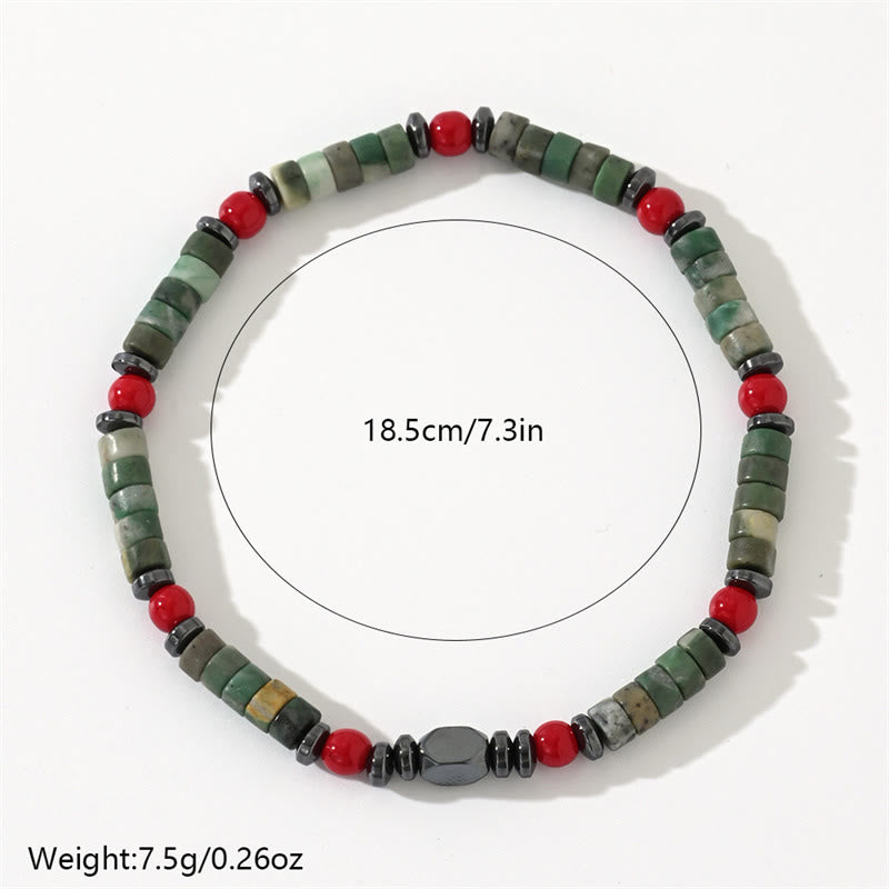 Buddha Stones Natural Green Stone Hematite Red Coral Powerful Bracelet - image 6