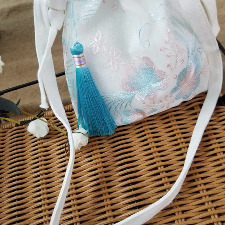 Buddha Stones Embroidered Flowers Cherry Blossoms Vine Canvas Crossbody Bag Shoulder Bag - image 8