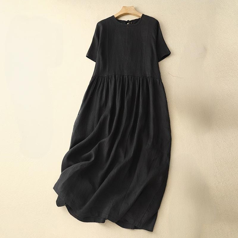 Buddha Stones Casual Short Sleeve Bowknot Tie Straps Women's Midi Dress With Pockets - Black - US8-10，UK/AU12-14，EU40-42 (2XL) - image 8