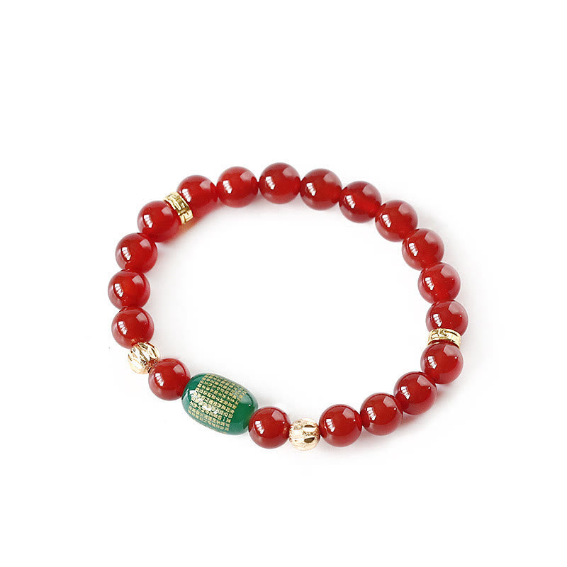 Buddha Stones Natural Red Agate Green Agate Buddhist Sutras Calm Bracelet - image 3