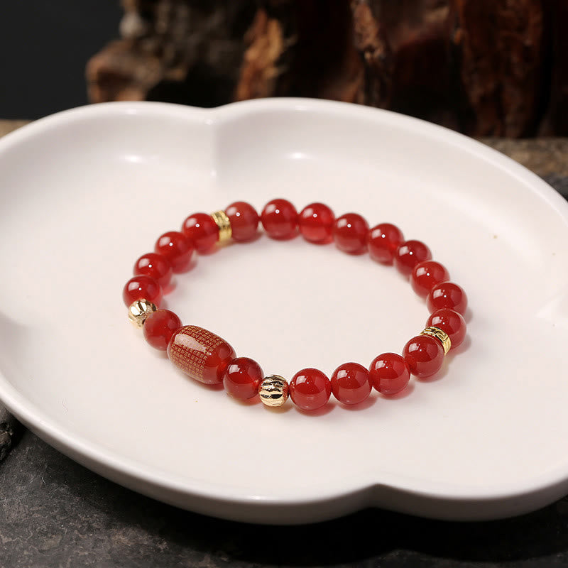 Buddha Stones Natural Red Agate Green Agate Buddhist Sutras Calm Bracelet - image 6