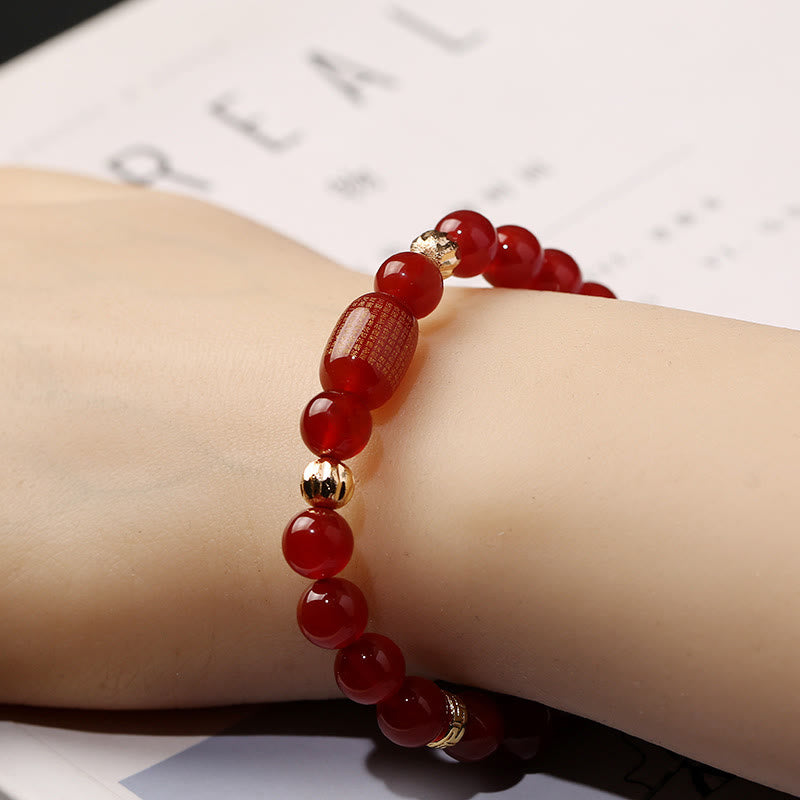 Buddha Stones Natural Red Agate Green Agate Buddhist Sutras Calm Bracelet - image 7