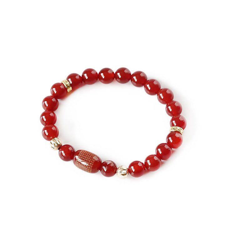 Buddha Stones Natural Red Agate Green Agate Buddhist Sutras Calm Bracelet - image 8