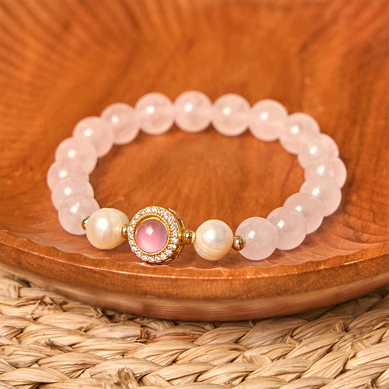 Buddha Stones Pink Crystal Pearl Warmth Bracelet - Pink Crystal Pearl(Wrist Circumference: 14-16cm) - image 0