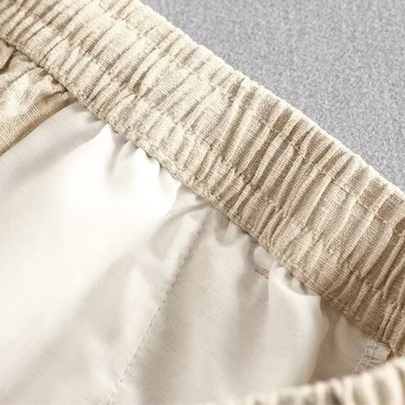 Buddha Stones Drawstring Elastic Waist Cotton Men's Shorts With Pockets - image 16