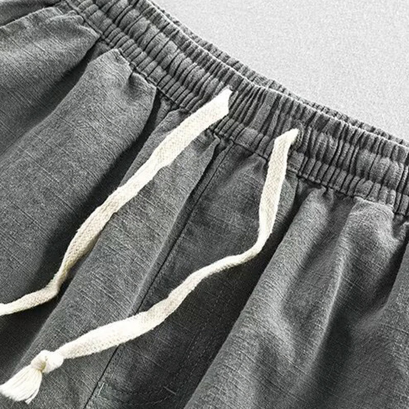 Buddha Stones Drawstring Elastic Waist Cotton Men's Shorts With Pockets - image 1