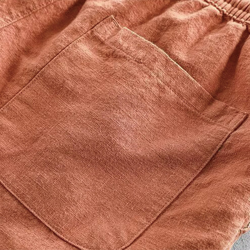 Buddha Stones Drawstring Elastic Waist Cotton Men's Shorts With Pockets - image 11