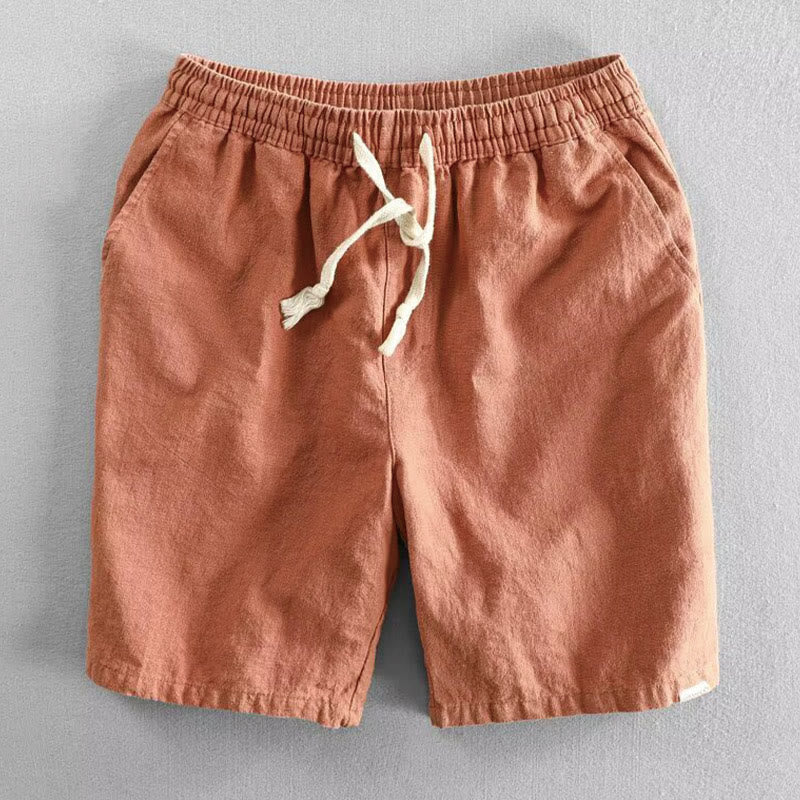 Buddha Stones Drawstring Elastic Waist Cotton Men's Shorts With Pockets - Coral - US/UK/AU40，EU50 (3XL) - image 9