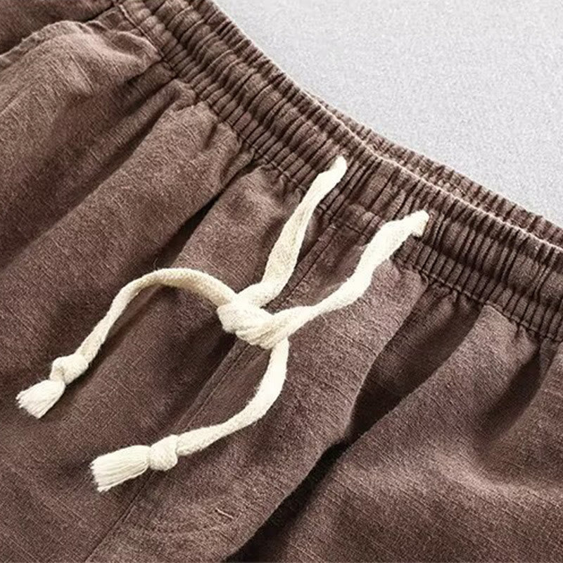 Buddha Stones Drawstring Elastic Waist Cotton Men's Shorts With Pockets - image 5