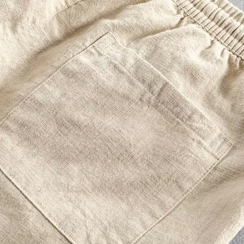Buddha Stones Drawstring Elastic Waist Cotton Men's Shorts With Pockets - image 17