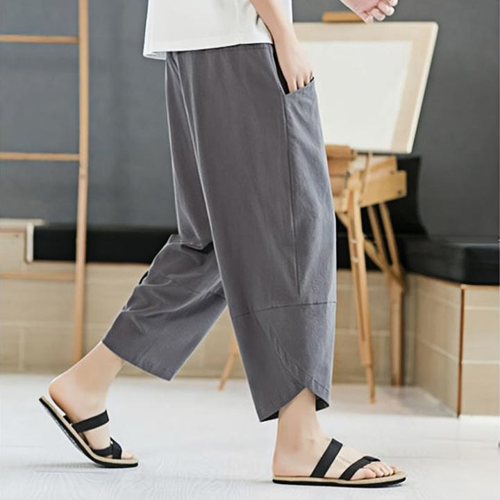 Buddha Stones Summer Men's Solid Color 7-8 Length Drawstring Pants With Pockets - image 16