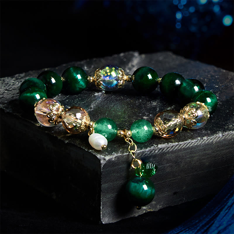 Buddha Stones Natural Red Tiger Eye Green Tiger Eye Beads Weight Balance Bracelet - Green Tiger Eye(Wrist Circumference: 15-17cm) - image 8