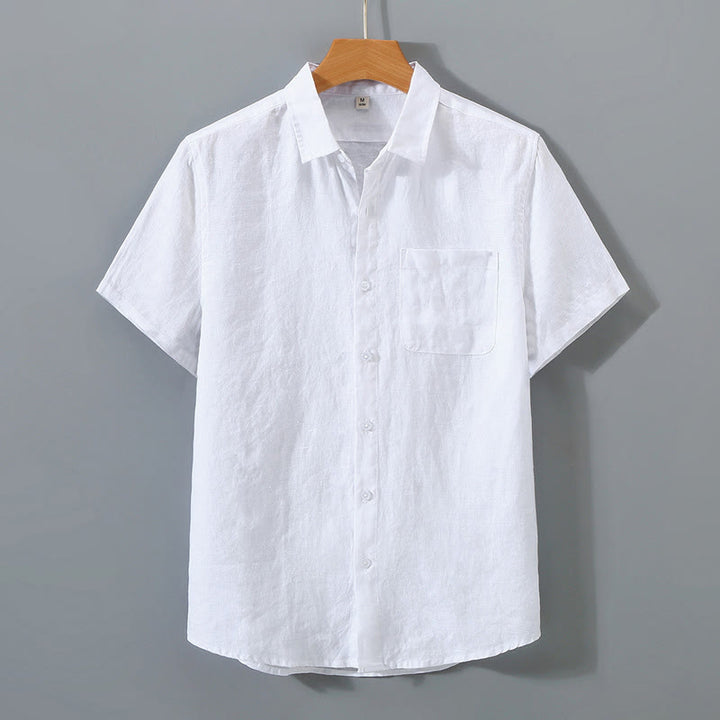 Buddha Stones Summer Casual Pure Color Button Cotton Men's Short Sleeve Shirt WIth Pocket - White - US/UK/AU42，EU52 (4XL) - image 4