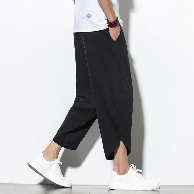 Buddha Stones Casual Summer Drawstring 7-8 Length Linen Men's Harem Pants With Pockets - image 21