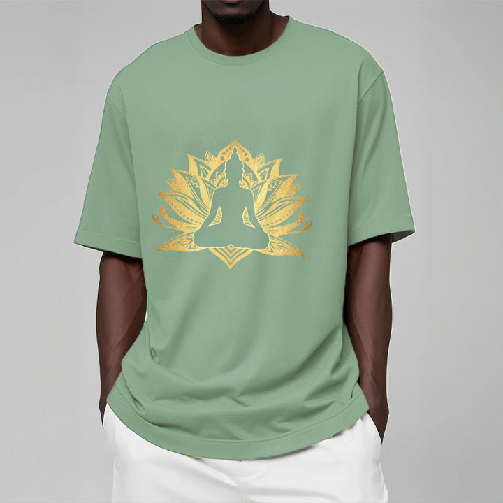 Buddha Stones Golden Lotus Meditation Buddha Tee T-shirt - image 15
