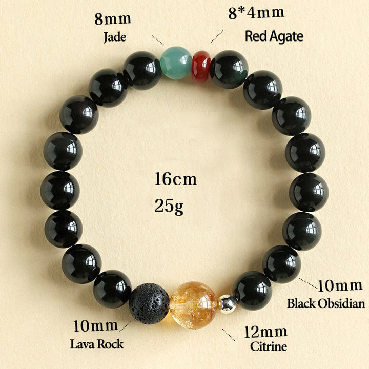 Buddha Stones Natural Black Obsidian Beads Strength Fulfillment Bracelet - image 4
